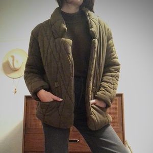 Free People army green quilted jacket